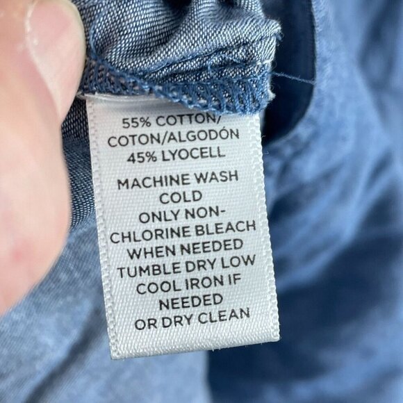 Loft Womens Blue Button-Down Long Sleeve Top With Tie Details 2882 - Picture 4 of 8